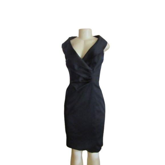 Kay Unger Black Sleeveless V-Neck Cocktail Evening Dress Size 6 - Picture 2 of 6